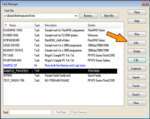Task selected. Click add.