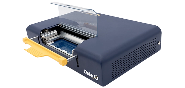 FlashCORE III-M4 4-site desktop programmer with lid open showing programming socket